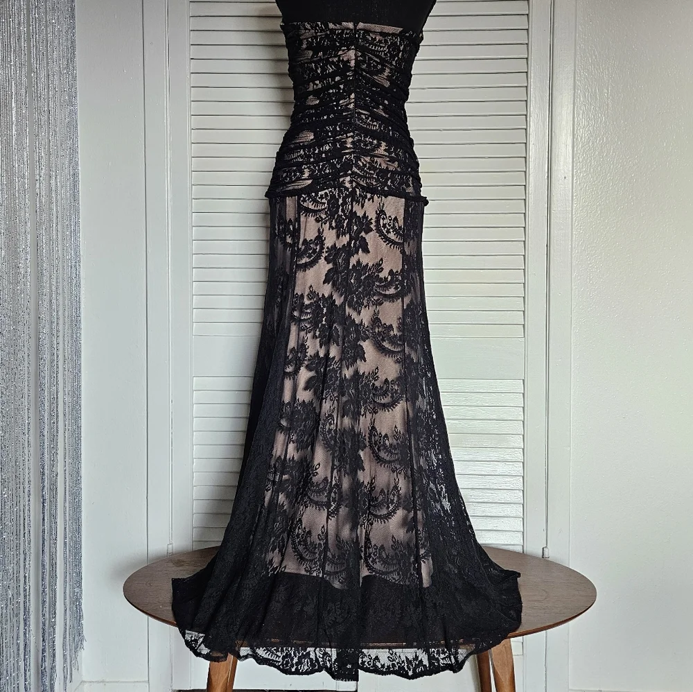 Y2K Black Lace Whimsigoth Dark Romantic Formal Gown Size XS - Picture 8 of 11